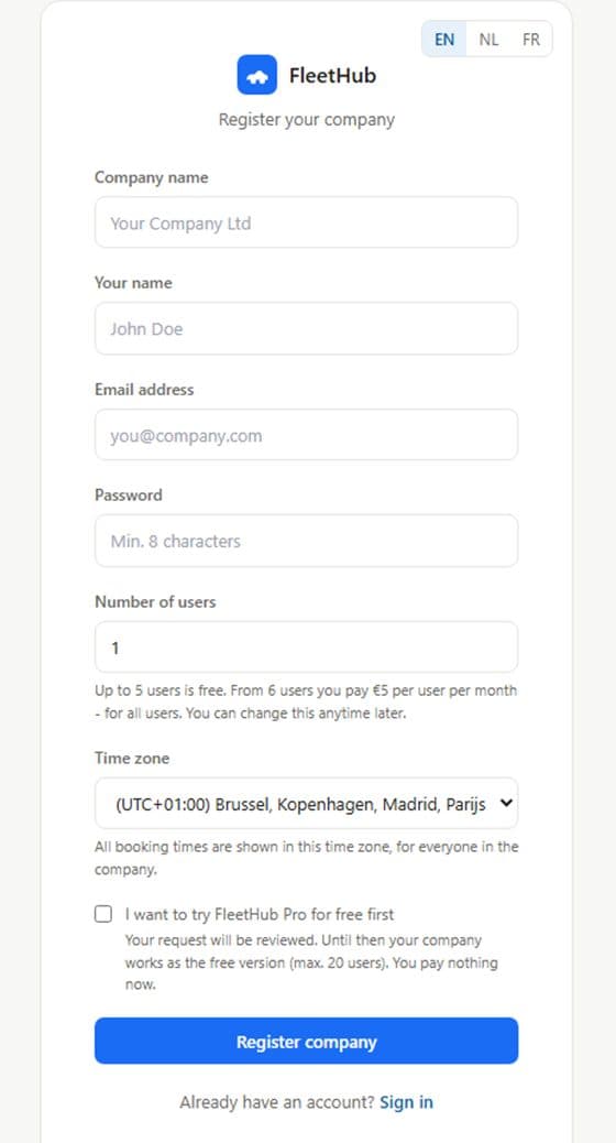 Register your company